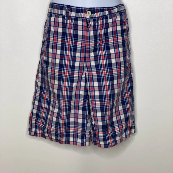 Vineyard Vines boys pink blue plaid shorts Sz 16 - Picture 1 of 3